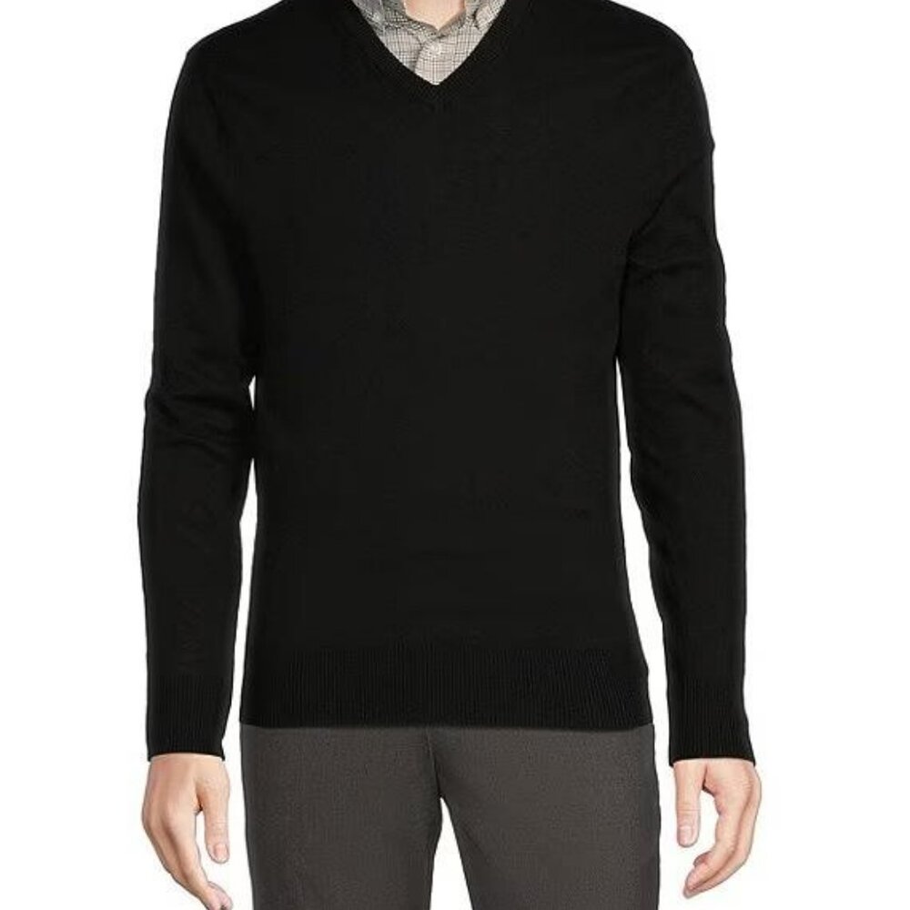 Banana Republic Sweater Men's L Black Silk/ Cotton/ Cashmere Pullover V Neck